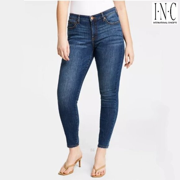 INC DENIM Mid-Rise Skinny Jeans - Plus Size 20W - Dark Wash - Picture 12 of 13